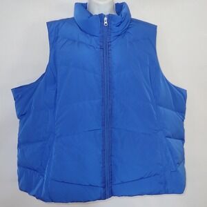 Lands End Down Vest Women 3X Blue Puffer Outdoor Casual Warm Winter‎ Casual